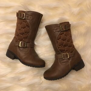 Rachel Shoes LilOdessa Brown Quilted Riding Boot 7